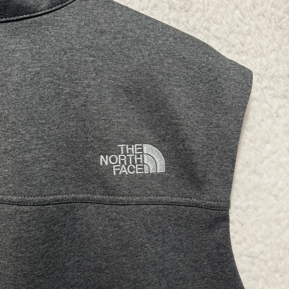 The North Face Mens Sz XL‎ Gray Puffer Vest Full Zip Pockets Corp Logo